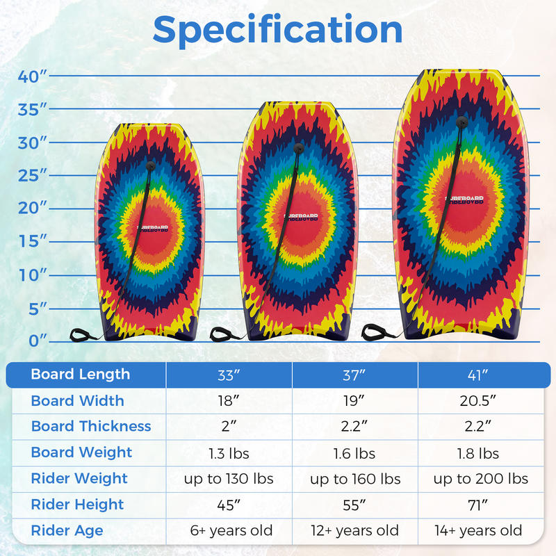 Bodyboard Boogie Board - 33/37/41 Inches Lightweight Body Board Boogie