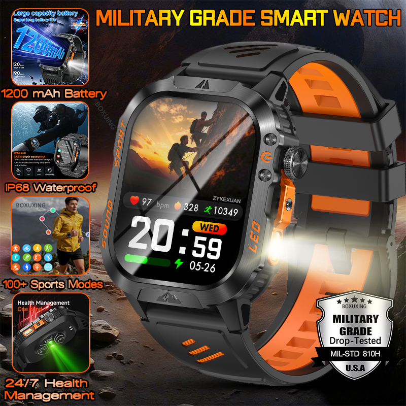 Aquatic Sports Performance - New 1200 mAh Battery Military Smartwatch